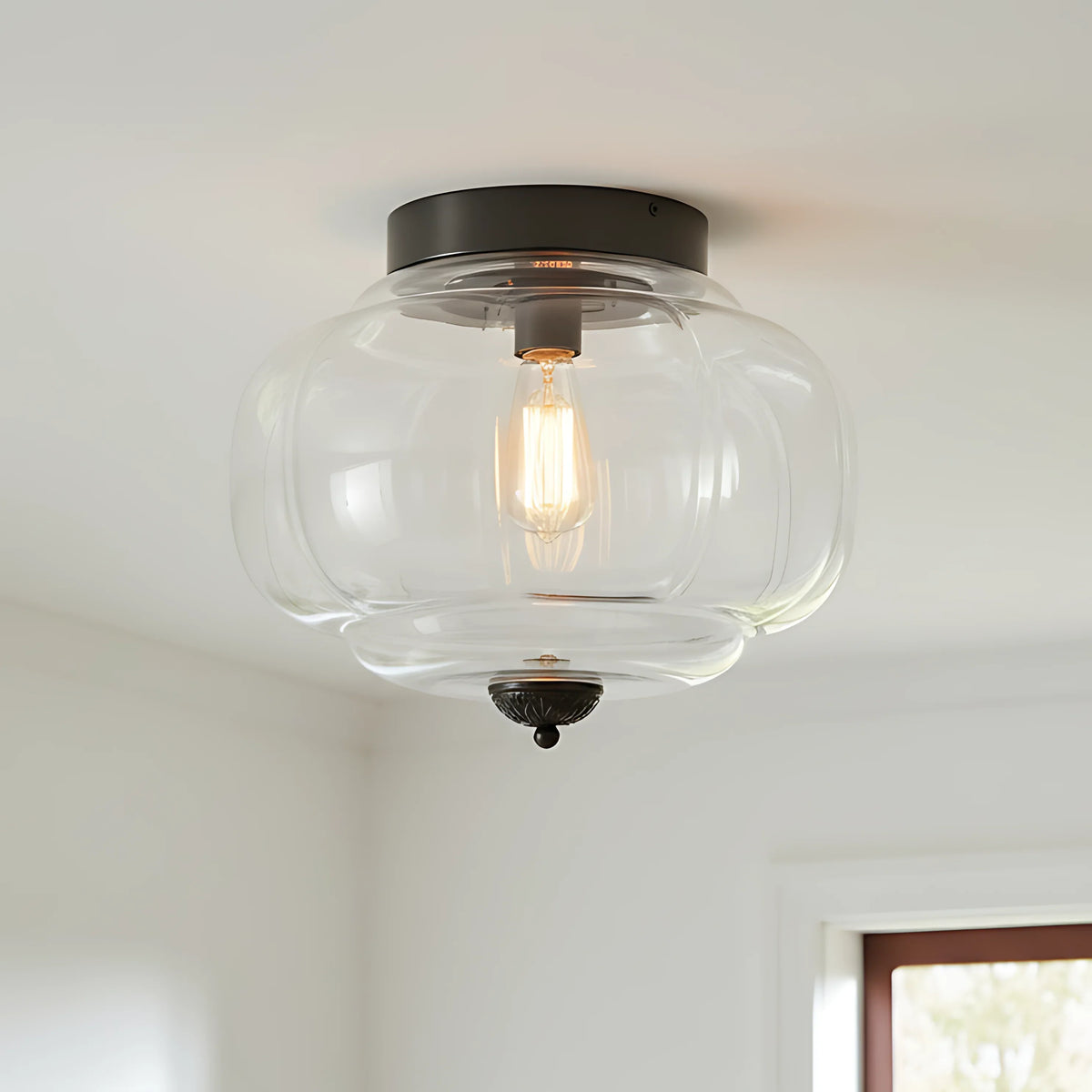 Lumi Vintage Milk Glass Semi Flush Mount Eloise Ceiling Light