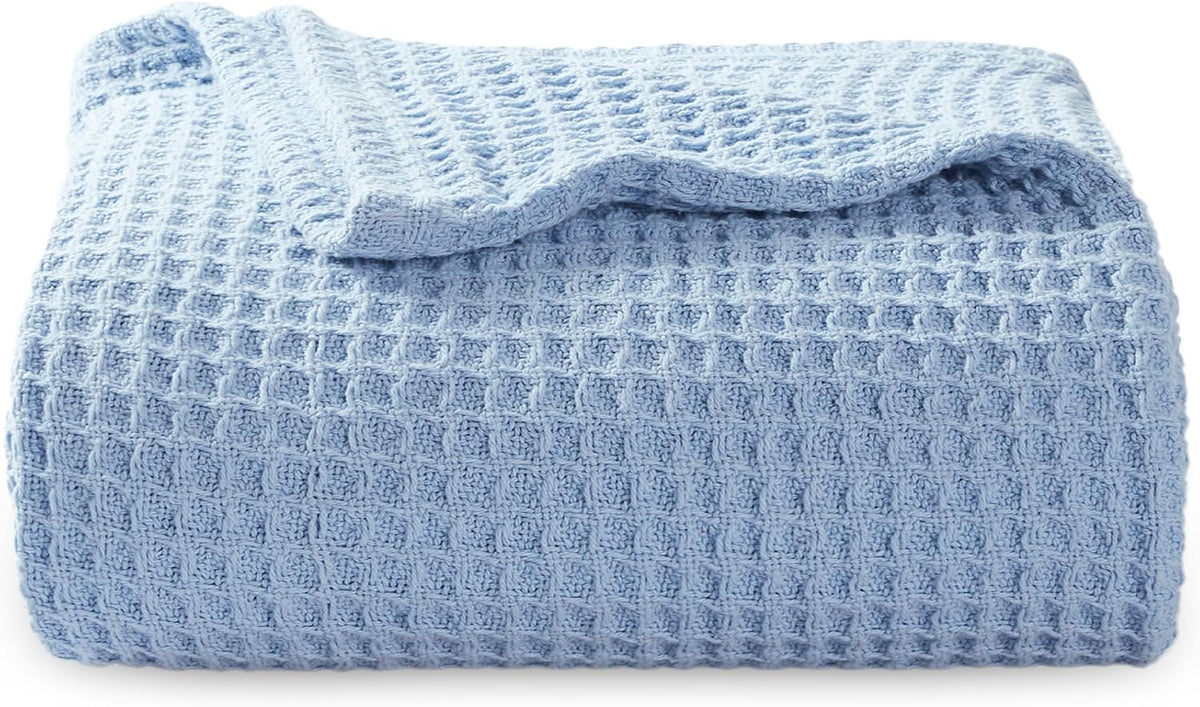 Cotton Waffle Blanket – 100% Long-Staple Cotton Throw & Bed Blanket, 6 Sizes, 17 Colours