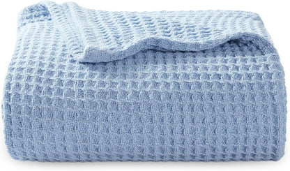 Cotton Waffle Blanket – 100% Long-Staple Cotton Throw & Bed Blanket, 6 Sizes, 17 Colours