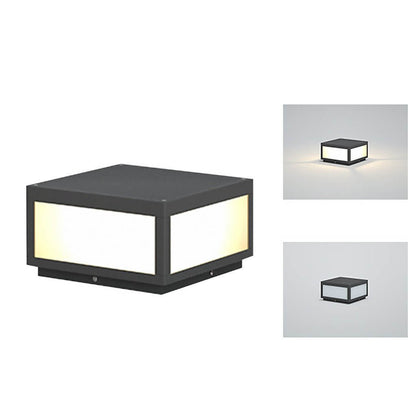 Square Pillar Lights Black Outdoor LED Metal Fixture