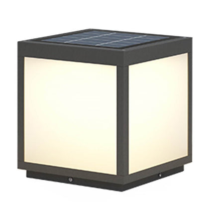 Square Pillar Lights Black Outdoor LED Metal Fixture