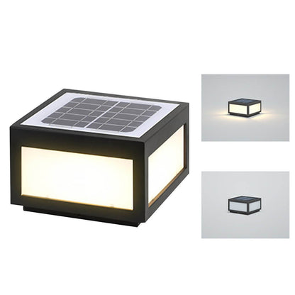Square Pillar Lights Black Outdoor LED Metal Fixture