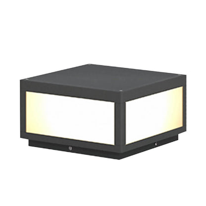Square Pillar Lights Black Outdoor LED Metal Fixture