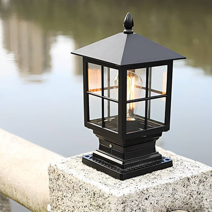 Stone Light Pillar Traditional Black Waterproof LED Light