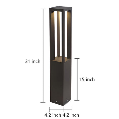 LED Bollard Garden Light Black Aluminum Garden Landscape Light
