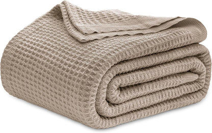 Cotton Waffle Blanket – 100% Long-Staple Cotton Throw & Bed Blanket, 6 Sizes, 17 Colours
