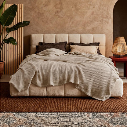 Cotton Waffle Blanket – 100% Long-Staple Cotton Throw & Bed Blanket, 6 Sizes, 17 Colours