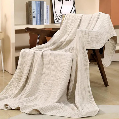 Soft Muslin Plaid Light Cotton Blanket Round Warm Plush Living Room Bedroom | Sansoti