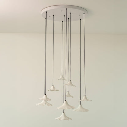 Sculptural Porcelain Ginkgo Leaf Wabi-sabi Pendant Light Chandelier