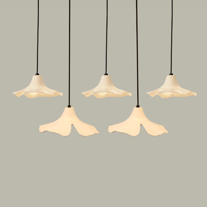 Sculptural Porcelain Ginkgo Leaf Wabi-sabi Pendant Light Chandelier
