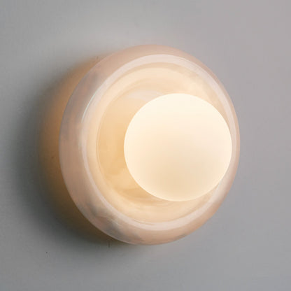 Alabaster Wall Light - Stone Bubble Plate Sconce