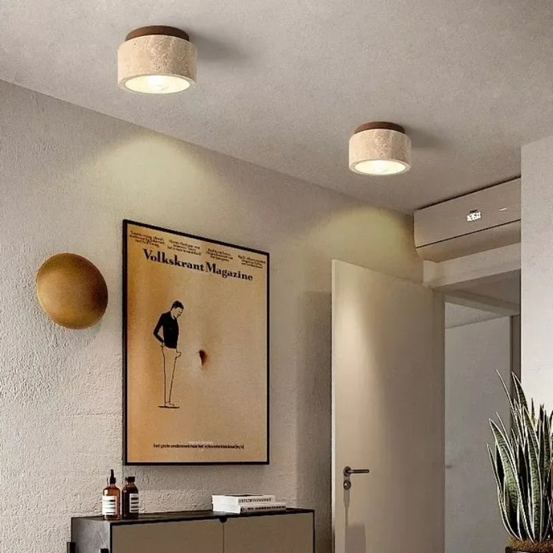 Hallway Ceiling Light – Slim LED Flush Light for Stairs & Corridors, Wood or Brown, 2 Sizes