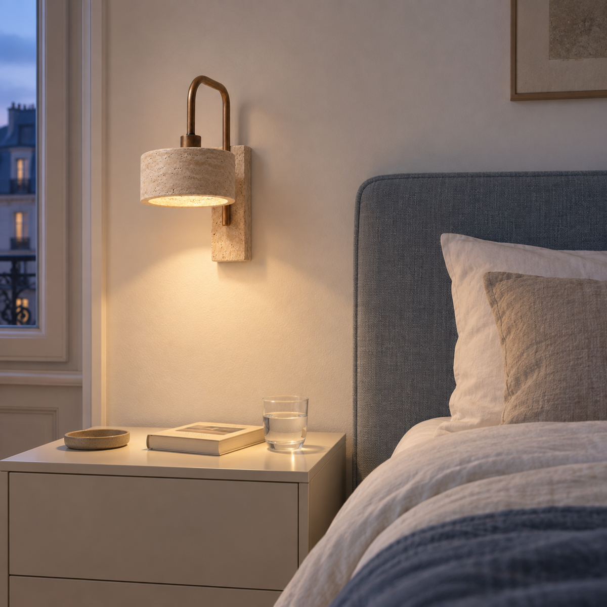 Vela Wabi-Sabi Travertine Wall Lamp