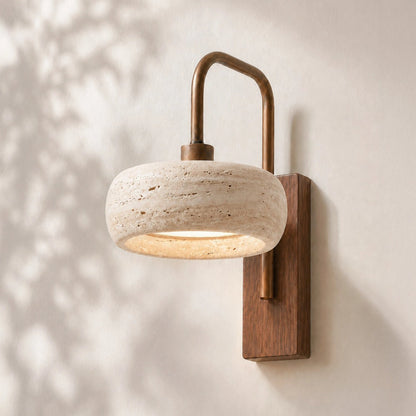 Vela Wabi-Sabi Travertine Wall Lamp