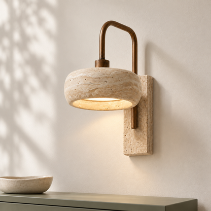 Vela Wabi-Sabi Travertine Wall Lamp
