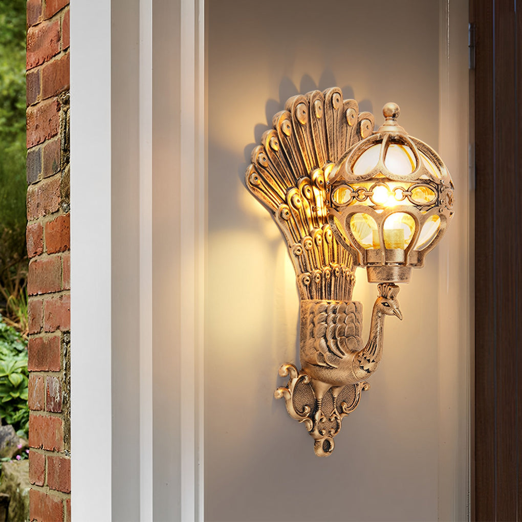 Peacock Wall Light Waterproof Retro European Aluminum Wall Sconce