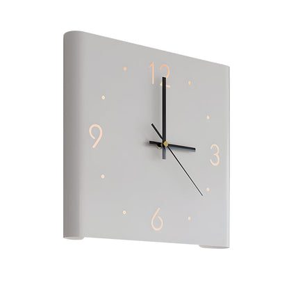 Wall Clock Lamp Modern Square Backlit Metal Light