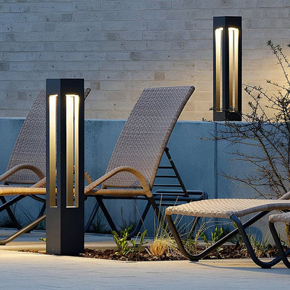 LED Bollard Garden Light Black Aluminum Garden Landscape Light