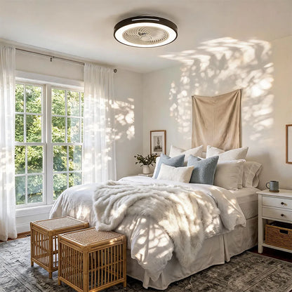 White Ceiling Fan Flush Mount with Light Smart LED Light
