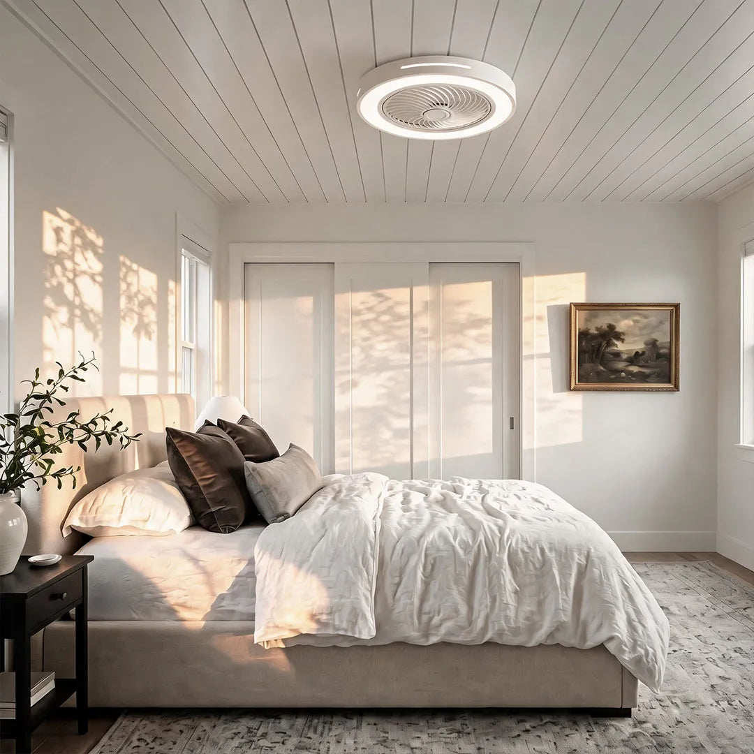 White Ceiling Fan Flush Mount with Light Smart LED Light