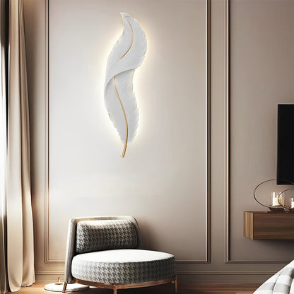 Feather Wall Light Modern Luxury LED White Resin Art Corridor Lamp